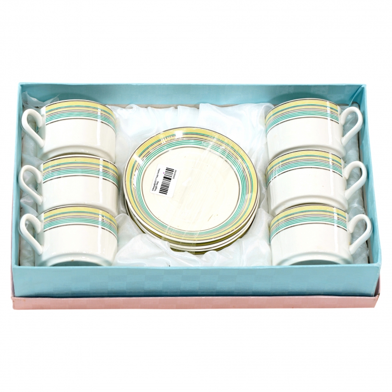 Բաժակ Սուրճի 01173 Կլոր Կանաչ Դեղին Գծեր 2